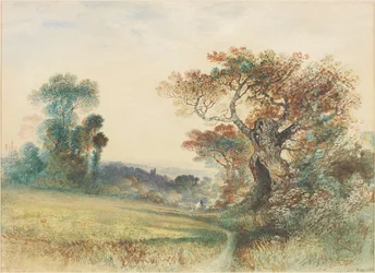 Landschaft mit Figuren auf einem Stil