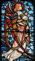 Engel aus Christus in Majestät mit Heiligen