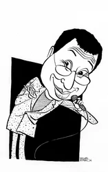 Ben Elton Karikatur, englischer Komiker, Schriftsteller und Regisseur