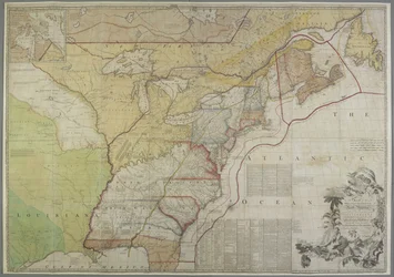 Eine Karte der britischen Kolonien in den Vereinigten Staaten