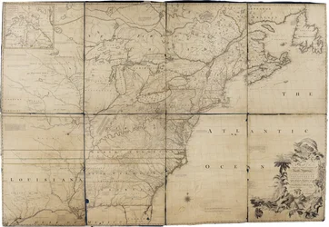 Eine Karte der britischen und französischen Herrschaftsgebiete in Nordamerika von Mitchell