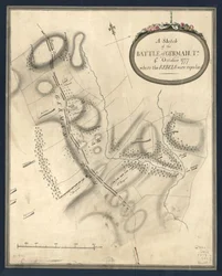Skizze der Schlacht von German. Tn., 4. Oktober 1777, wo die Rebellen zurückgeschlagen wurden