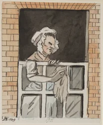 Magd putzt Fenster, 1789