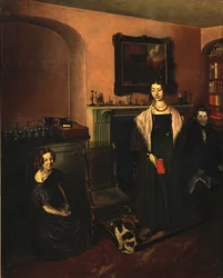 Am Kamin im Familienheim mit drei Familienmitgliedern, 1830-35