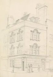 Haus an der Ecke Red Lion Street und Theobalds Road, gegenüber Lamb