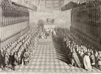 Krönung Wilhelms III. in der Westminster Abbey, London, 1689, um 1689