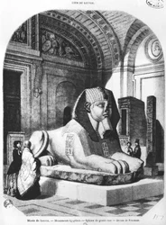Der rosafarbene Granitsphinx in den ägyptischen Räumen des Louvre-Museums, Illustration aus 