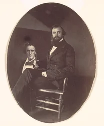 John R. Johnston mit Gemälde, späte 1850er Jahre