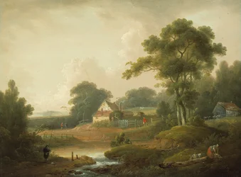 Landschaft mit Fischer und Wäscherin