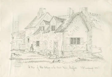 Stafford - Altes Cottage in Back Walls: Feder- und Tintenzeichnung, 1836