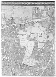 Karte von Moorfields und Hoxton, London, 1746