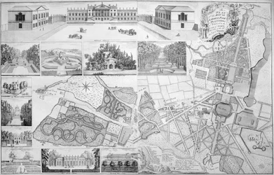 Plan des Hauses, der Gärten, des Parks und der Plantagen von Wanstead, dem Sitz des Earl of Tylney, 1735