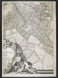 Plan von London, Teil der Lock Fields, Ein Plan der Städte London und Westminster und des Stadtteils Southwark; mit den angrenzenden Gebäuden; Nach einer tatsächlichen Vermessung, durchgeführt von JOHN ROCQUE, Landvermesser, und graviert von John Pine