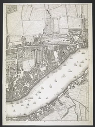 Plan von London, Ratcliff Highway, Upper Shadwell Road, ein Plan der Städte London und Westminster und des Stadtteils Southwark; aus einer tatsächlichen Vermessung, erstellt von JOHN ROCQUE, Landvermesser, und graviert von John Pine