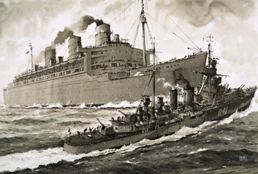 Die Queen Mary rammt den Kreuzer Curacoa