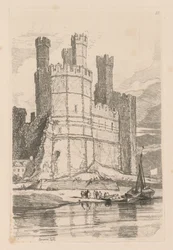 Liber Studiorum: Platte 28, Caernarvon Castle, N. Wales, 1838