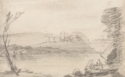 Ruine an einem See, im Stil von Richard Wilson