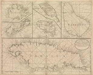 Karte von Jamaika, Barbados, St. Christopher, Martinique, Antigua und Bermuda