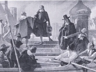 Flucht der fünf Mitglieder, Illustration aus The History of the British People, veröffentlicht von Waverley, ca. 1940 (Lithografie)