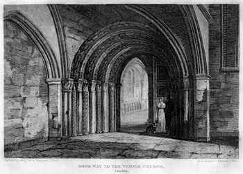 Eingang zur Temple Church, London, 1815