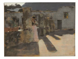 Capri-Mädchen auf einem Dach