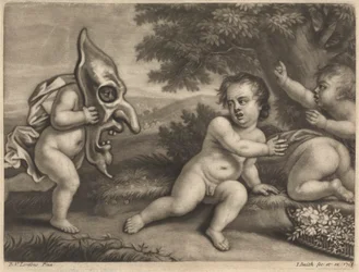 Kinder spielen mit einer Maske