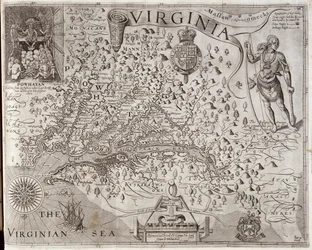 Karte von Virginia, entdeckt und beschrieben von Captain John Smith, graviert von William Hole