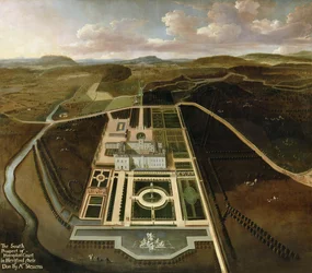 Südansicht von Hampton Court, Herefordshire, ca. 1705