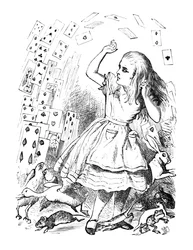 Ein Kartenspiel fliegt über Alice, 1889