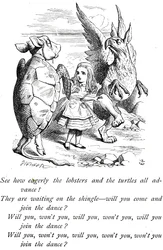 Alice, Mock Turtle und der Greif aus Alice im Wunderland