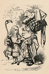 Alice trägt den Storch und spricht mit der Herzogin, 1889