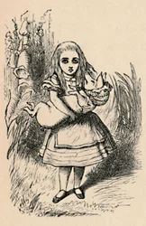 Alice hält ein Schwein in ihren Armen, 1889