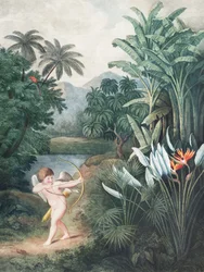 Cupidon inspiriert Pflanzen mit Liebe aus dem Tempel der Flora (1807) von Robert John Thornton