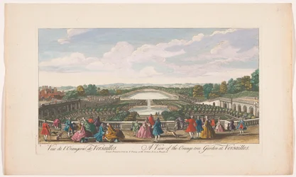 Ansicht der Orangenbäume vor der Orangerie des Schlosses von Versailles