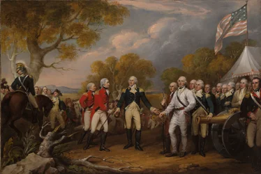 Die Kapitulation von General Burgoyne in Saratoga, 16. Oktober 1777