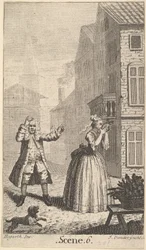 Frontispiz zu Molières Sganarelle, ou le Cocu Imaginaire, ca. 1732