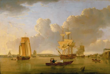Deptford an der Themse mit einem entfernten Blick auf Greenwich
