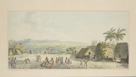 19: Eine Binnenansicht auf Atooi, aus einer Serie von Aquarellen, die Captain Cooks letzte Reise illustrieren, ca. 1773-84