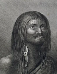 Polynesischer Mann aus Nootka Sound, Illustration von John Webber (1752-1793) während der dritten Reise (1776-1779) von James Cook (1728-1779)