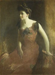 Frau in einem roten Kleid