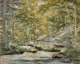 Waldteich mit Männern beim Angeln, 1870
