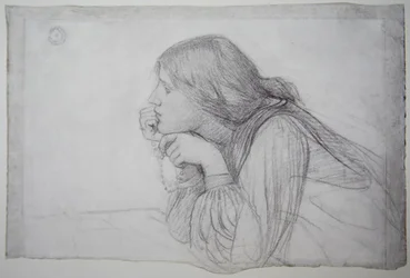 Studie einer weiblichen Figur mit Rosenkranz