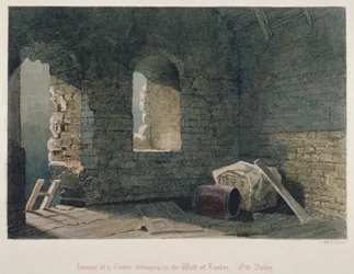 Innenansicht eines Turms der Londoner Mauer am Old Bailey, City of London, 1851
