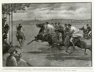 Polo bei Mondschein in Malta, das Spiel zwischen Armee- und Marine-Teams