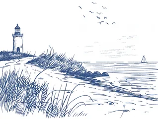 Küsten-Leuchtturm-Skizze