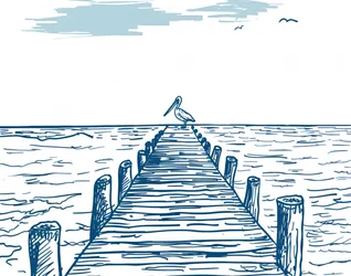 Pelikan auf dem Pier