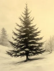 Verschneite Kiefern-Winterszene