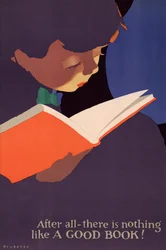 Plakat eines Jungen, der ein Buch liest