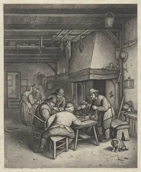 Bauerninterieur mit Triktrakspielern