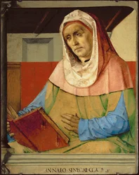 Seneca, römischer Philosoph aus einer Serie von 28 Porträts, um 1475 für das Studiolo von Federigo da Montefeltre gemalt